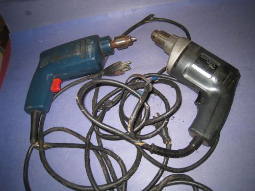 2 CORDED DRILLS B&amp;D HOLGUN + AEG BE6 1/4&#034;  HEAVY DUTY VARIABLE 21J2