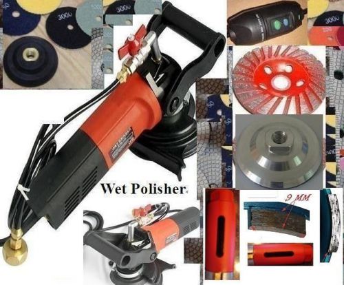 Wet Polisher Aluminum Rubber Backer Diamond Polishing 20 Pad 3 Cup + Core Bit