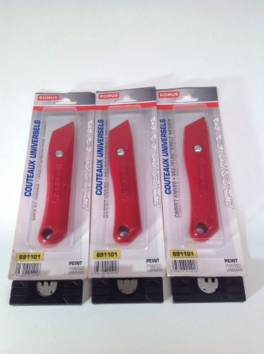 3x Romus Commercial Grade Carpet Knives With Bonus Blades Carpet Lino Vinyl New