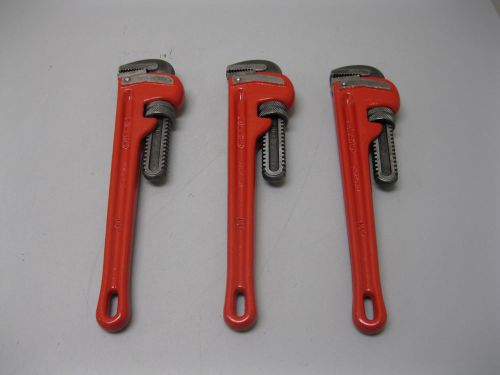 Lot (3) Ridgid Heavy Duty 14&#034; Pipe Wrench D18 (678)