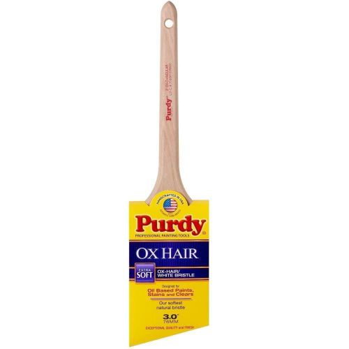 PURDY-  3&#034; OX HAIR &amp; WHITE CHINA BRISTLE BLEND ANGULAR   PAINT BRUSH