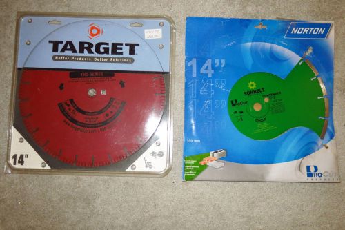 NEW Target 14&#034; diamond blade &amp; Norton 14&#034; Concrete blade for Hand-Held