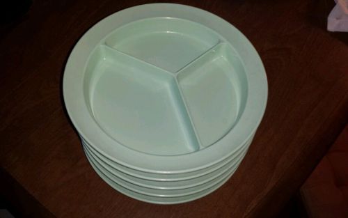 Vintage Prolon 3 compartment  divided plates 8.75&#039;&#039;  green  39150   LOT 5