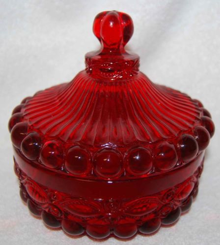 EYEWINKER RED COVERED CANDY DISH