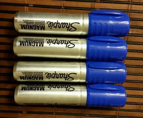 4 SHARPIE MAGNUM PERMANENT BLUE INK **NEW**