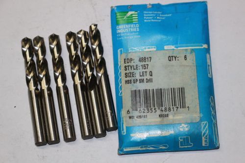 6 new GREENFIELD Letter #Q 157 Screw Machine Twist Drills Bright Finish 48817