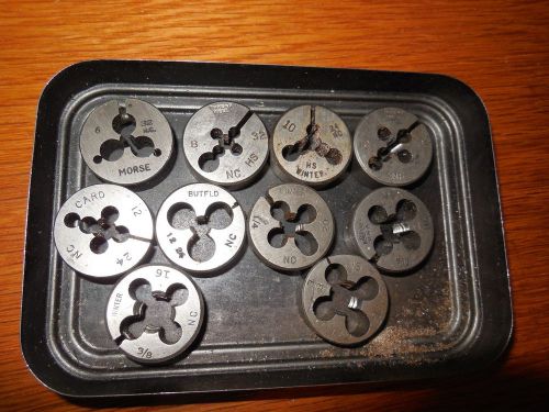 10 Threading dies 6-32 to 3/8-16.  Card, Winter, GTD Butterfield, ETC