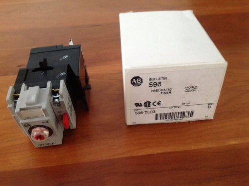 ALLEN BRADLEY 596 PNEUMATIC TIMER 596-TL33, ADAPTER 196-FTB NIB