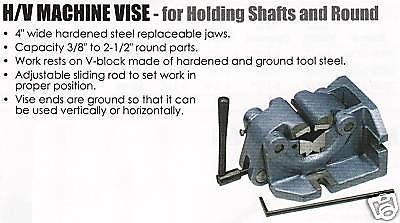 4&#034; h/v machine vise for holding shafts and round pipe for sale