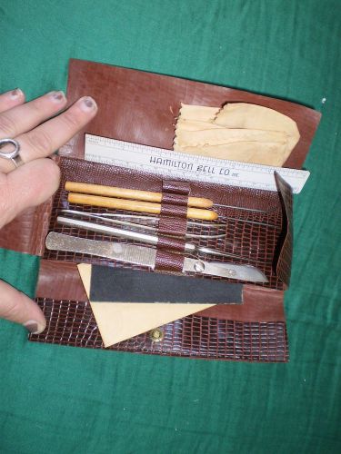 Vintage hamilton bell co travel pocket lab dissection kit - scalpel + tools for sale