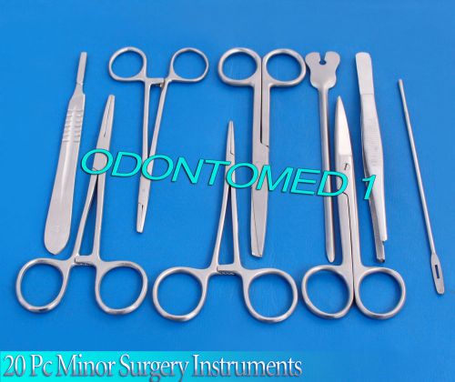 20 PCS MINOR SURGERY SURGICAL VETERINARY INSTRUMENTS KIT FORCEPS SCISSORS