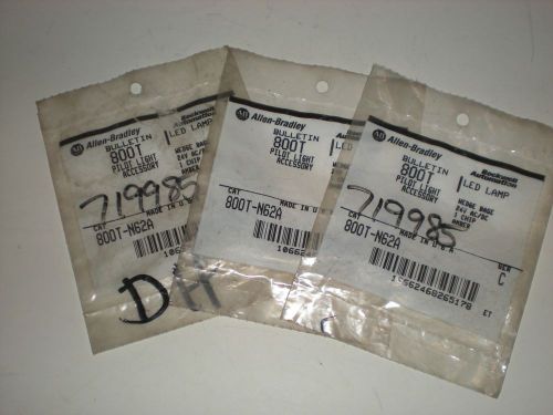 (LOT OF 3) ALLEN BRADLEY 800T-N62A 800TN62A AMBER LED CLUSTER 24V LAMP NEW