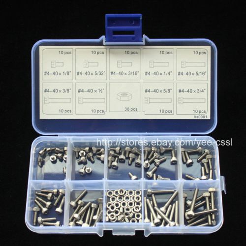 #4-40 UNC Stainless Steel Hex Socket Head Cap Screws Nuts Assortment Kit AS0001