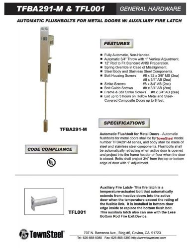 12 Units Town Steel TFBA291-M  Automatic Flush Bolts