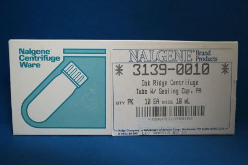 New Nalgene 10mL Oak Ridge CentrifugeTubes PPCO #3139-0010 Qty 10