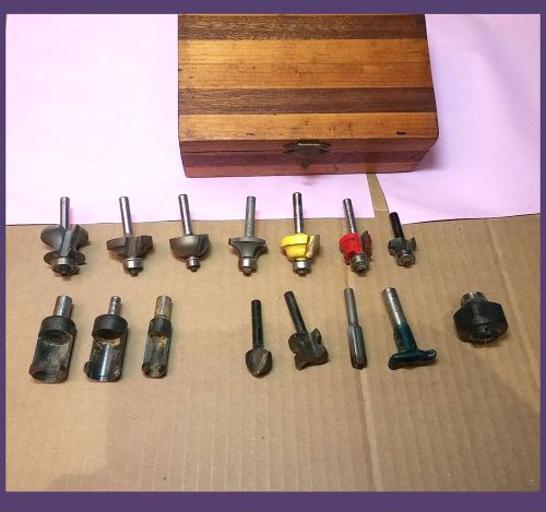 15 Piece Router Bit Mixed Set ~ Fancy Molding Shapes ~ 1/4&#034; Shank ~ Ball Bearing