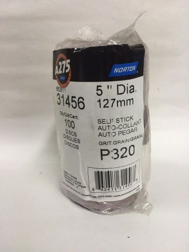 Norton A275 320 Grit Roll Sandpaper Discs 5&#034; Dia. 100ct 31456 USA SHIPPING