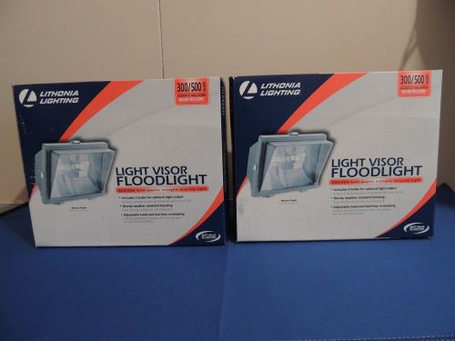 New 2 Lithonia Light Visor Flood Lights 300/500 Watt 120 Vac Bronze Finish Home