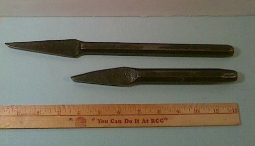 Lot of 2 masonry plugging chisels/vint.-may be antique/12&#034; &amp; 8 1/2&#034;/one has i.d. for sale