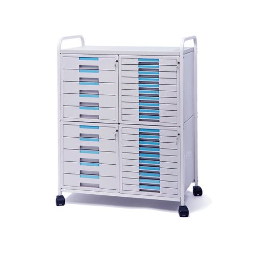 System-II Key Mobile File Cabinet 30 Drawers Index Key Lock 4 Casters, 1730K