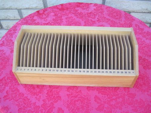 Vintage Wood Wooden 31 Day Slot  Desk Organizer Letters Bills Blonde Box