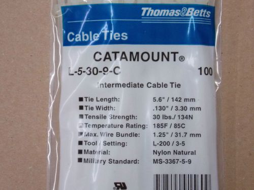 (100) Thomas &amp; Betts  L-5-30-9-C  /  5.6&#034; Long  Nylon Cable Ties FREE SHIPPING