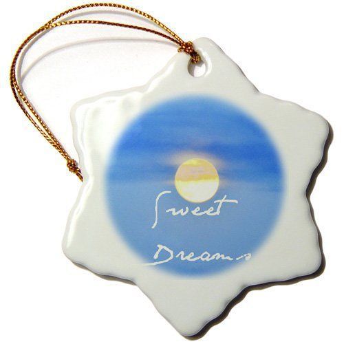 3dRose orn_49782_1 Sweet Dreams Night Moon Photography Snowflake Porcelain Ornam