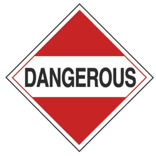 Nice Big &#034;Dangerous&#034; 12-inch Vinyl DOT Decal / Sticker / Placard - 22-08-01