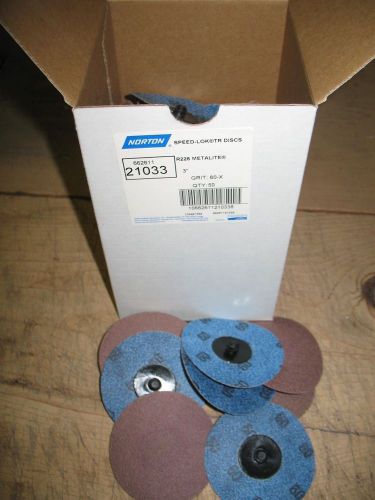 50 PACK 3&#034; Norton Sanding Discs 60 GRIT Roloc Abrasive Pads Auto Body Type R