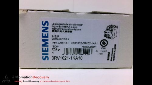 SIEMENS 3RV1021-1KA10, CIRCUIT BREAKER, 9-12,5A, NEW