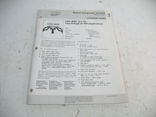 RCA COS / MOS IC&#039;S FOR LOW VOLTAGE (3-15V) APPLICATIONS CD4000A SERIES