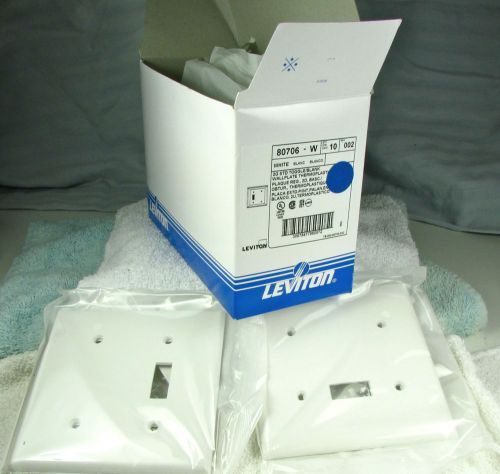 LEVITON 80706 - W Wallplate 2G Std Toggle Blank BOX LOT of 10 NEW NEVER OPENED!