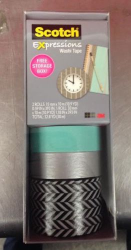 Scotch Expressions Washi Tape, 3 rolls,Pastel Blue, Silver,Zig Zag