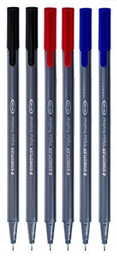 Steadtler Staedtler Triplus Fineliner 0.3mm - Pack of Six (2 Black &amp; 2 Red &amp; 2