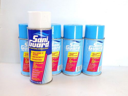 Lot of 4 saniguard sanitizing aerosol fogger 8oz &amp; bonus saniguard surface spray for sale