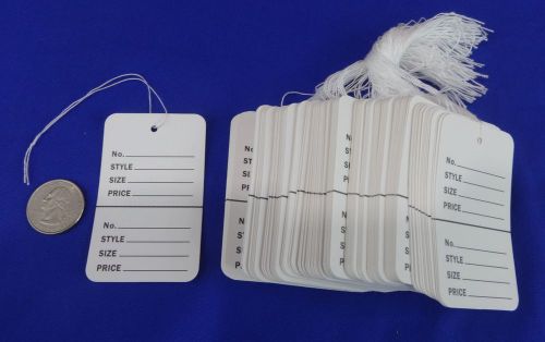 500 white strung garment merchandise price tags large for sale