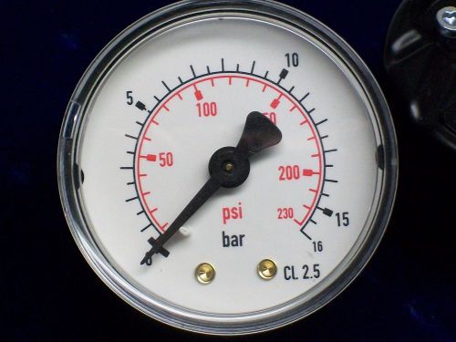 Guage 2&#034;  200 PSI AIR COMPRESSOR  Parts Gauges 0 - 230 PSI  16 BAR used Tools