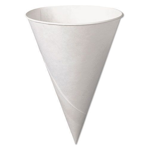 SOLO 6 OZ Treated Paper Cone Water Cup Rolled Rim Case of 5000 - 6RB 2050