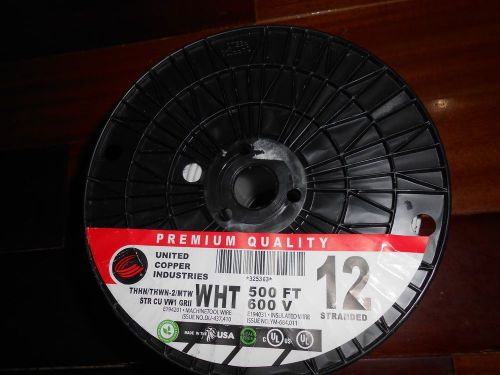 Copper wire / stranded / 12 ga / white insulation / 500 ft / made in usa for sale