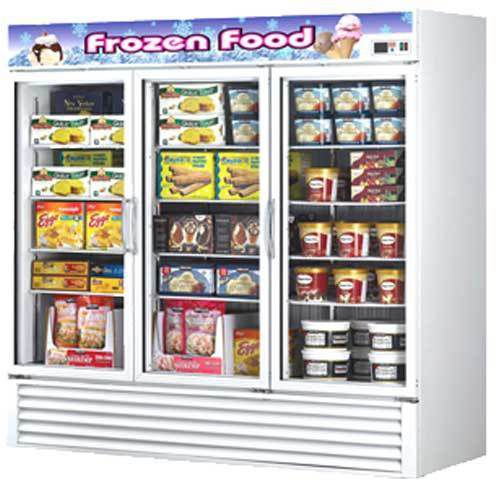 Turbo TGF-72F Glass Door Merchandiser, Reach-In Freezer, 3 Swing Door, 81-7/8&#034; W