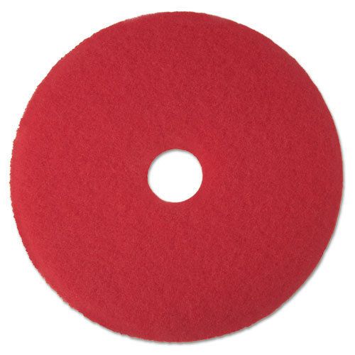 3M Buffer Floor Pad 5100, 13&#034;, Red, 5/carton