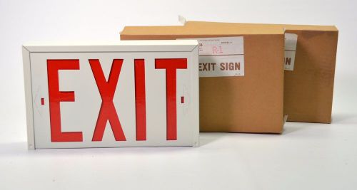 Lot of 3 sure lites lighted exit sign r-1 120 volt 50 watt safety nib r1 lit qty for sale