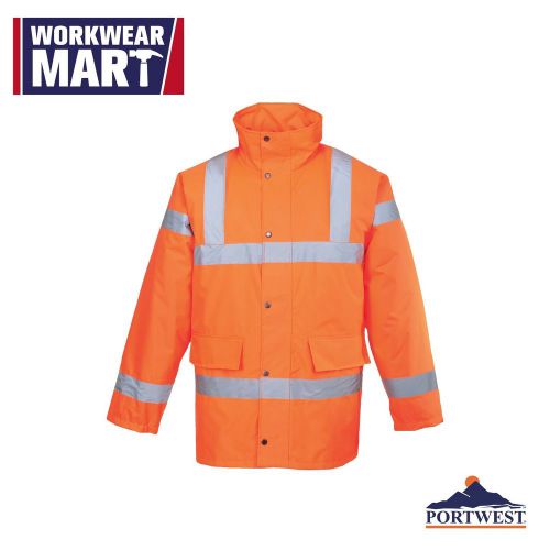 Portwest Hi Vis Traffic Jacket, High Visibility Work, ANSI 3:2, Orange S-5XL