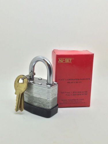 NEW-Nu-Set 1-1/2&#034; 40mm Keyed Alike A802 Padlock, Laminated Steel-5264-3