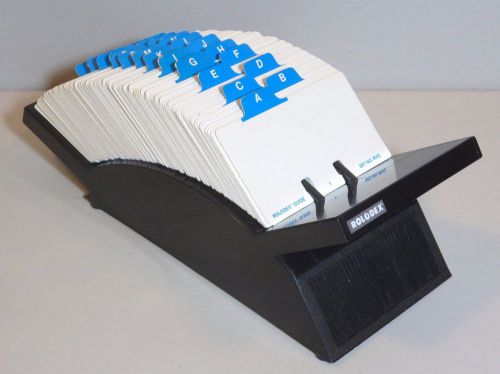 Vintage ROLODEX V-Glide Model G-24 (BLACK) with 525 Blank Cards + A-Z Index