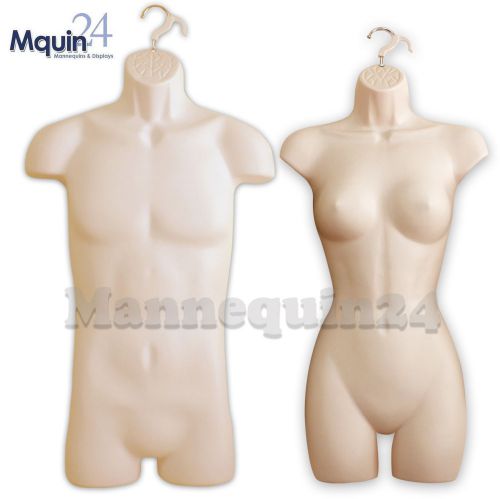 A SET of FLESH BODY MANNEQUINS:MALE &amp; FEMALE BODY FORMS (for SM-MD) with HANGERS