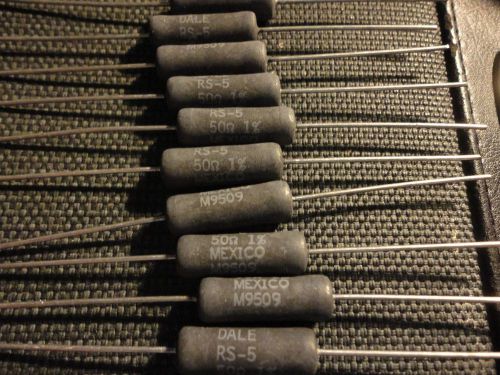 10PCS DALE RS5-50 OHM-5W-1% WIREWOUND 5WATT 50 OHM