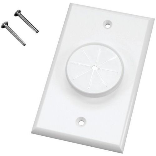 Midlite 1GWH-GR1 Single-Gang Wireport Wall Plate w/Grommet - White