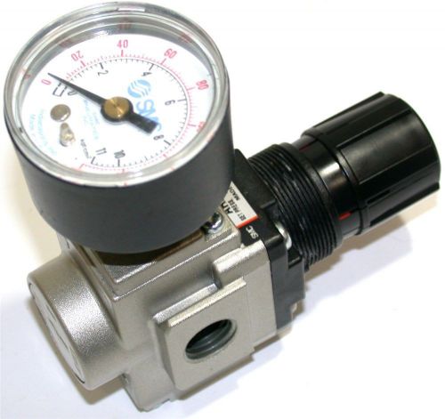 New smc 1/4&#034; npt air regulator with gauge ar20-n02-z for sale