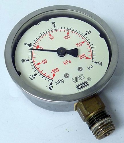 WIKA VAC -30inHg-30PSI VACUUM/PRESSURE GAUGE